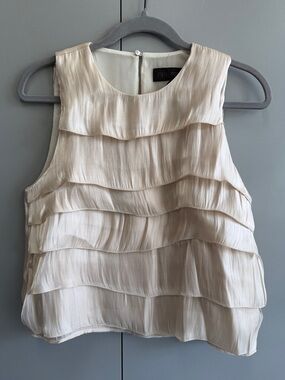 Zara Ivory Layered Ruffle Sleeveless Top